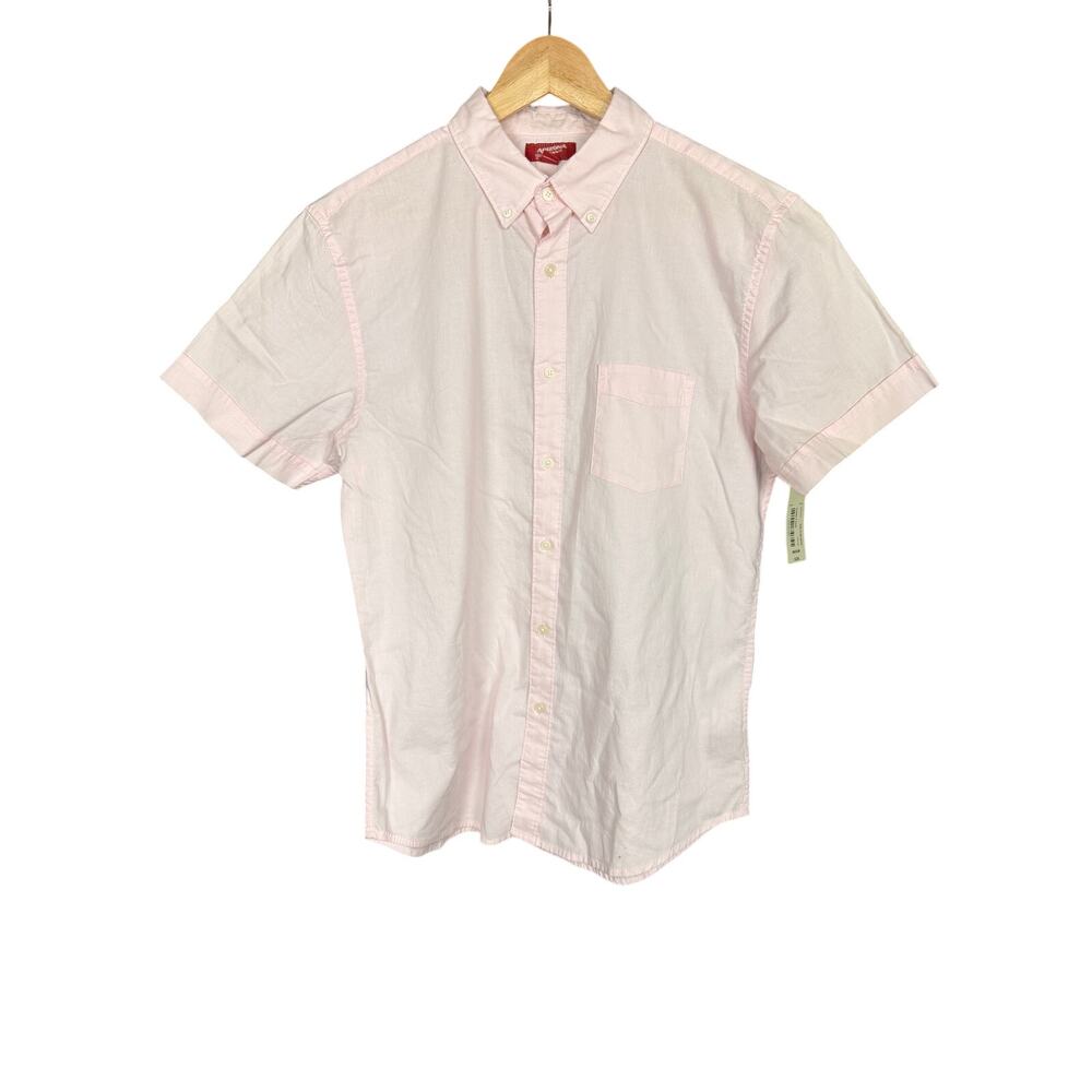 Arizona Jeans Company Barely Pink Short Sleeve Button Up Shirt Size M NWT